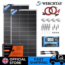 200W 400W Mono Solar Panel Kit with 12V 100AH Battery RV Camping Caravan Boat