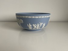 Rare Wedgwood Blue Jasperware Sacrifice Bowl 8” Excellent Condition