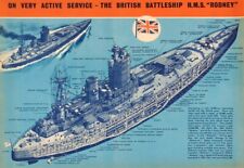 1940 HMS Rodney warship Battleship Cutaway Poster Print