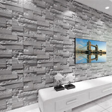 Slate Grey Realistic Stone Brick Wall Effect Textured Wallpaper Faux Wall Paper
