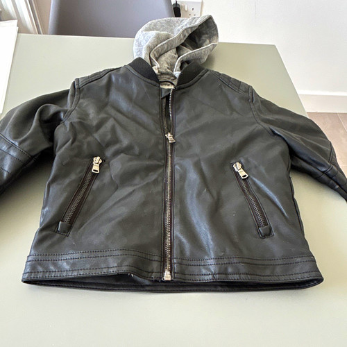 Boys hooded faux leather - faux,