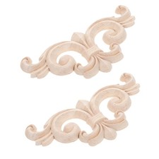 2 Pcs Wooden Carved Appliques