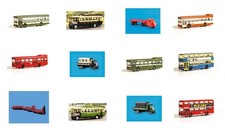OO/HO Modelscene buses and lorries - unpainted plastic model kits (11 models)