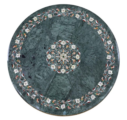 Round green marble inlaid - marble,
