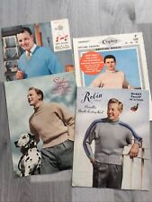 4 Original Vintage Knitting Patterns - Mens Designs Robin Copley Sirdar
