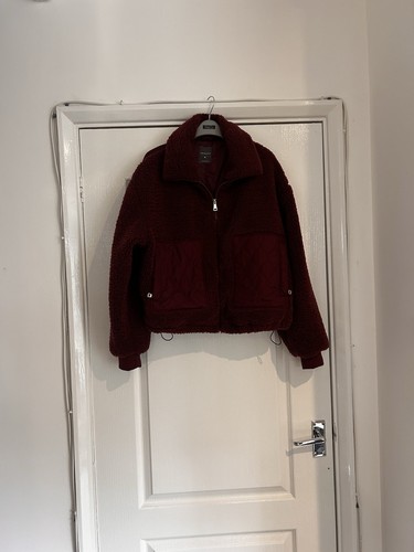 Burgundy fleece bomber jacket - bomber,