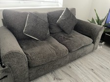 2-Seater Fabric Sofa Charcoal Grey With Matching Cushions, 2 Available