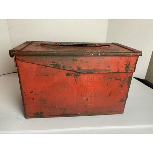 Vintage red military - ammo, can