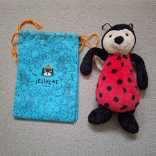 "JELLYCAT - I AM BASHFUL" LADYBUG LADYBIRD PLUSH TOY. RARE RETIRED + CARRY BAG.