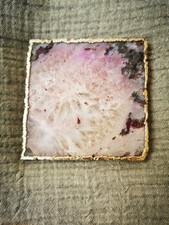 Anthropologie, Agate Coaster Silver Colour Edged