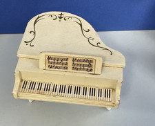 Lundby Dolls House Furniture - WOODEN WHITE GRAND PIANO 1:16