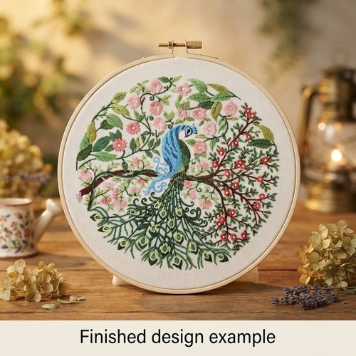 Peacock embroidery kit flowers - embroidery,