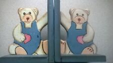 Children's Wooden Teddy Bear Bookends vintage retro style