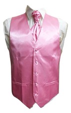Men's Satin Waistcoat Vest + Matching Cravat 2 Pcs Set For Suit Wedding