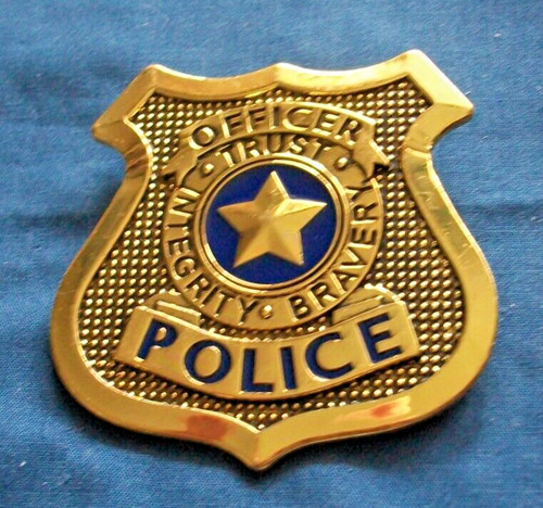Metal police gold badge - metal,