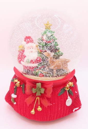 Santa deer snowglobe 14 cm - 14,