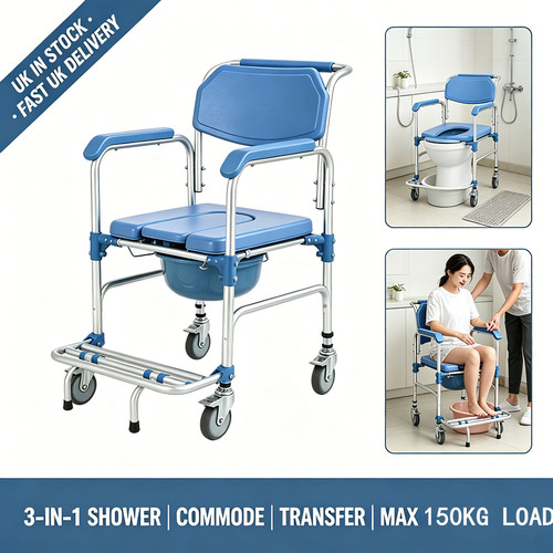 Wheeled shower commode chair - wheeled,