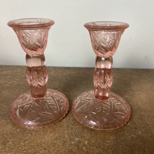 Pair antique art deco - of, pink
