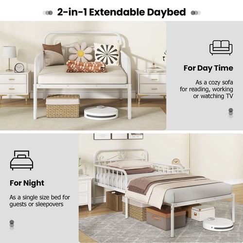 Metal daybed extendable - extendable,