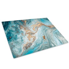 Blue Teal White Gold Marble