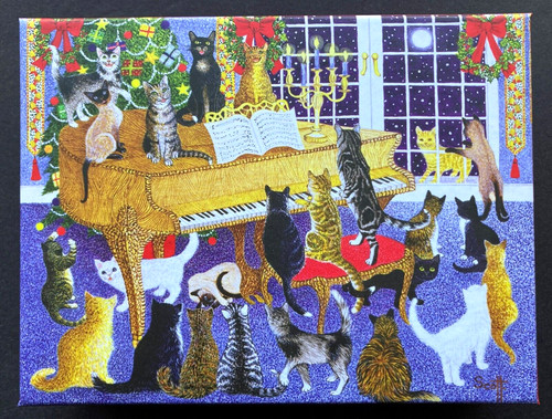 Christmas chorus cat - christmas,