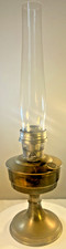 Aladdin 23 Paraffin Oil Lamp, Nickel Burner & Gallery, Brass Font, Glass Chimney