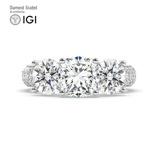 Cushion diamond trilogy ring - cushion,