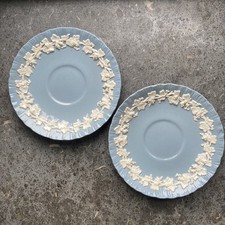 2 x vintage Wedgwood Queen’s Ware Blue Saucers for Tea Cup