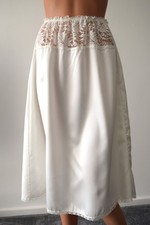 Vintage Rhapsody Cream Satin Half Slip Underskirt Size S Lacy Waist