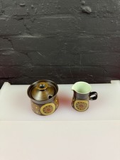 Denby Arabesque Small Milk Cream Jug 3.75" and Large Covered Sugar Bowl Set