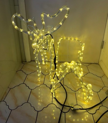 Reindeer and sleigh outdoor - and,