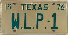Vanity WLP-1 license plate
