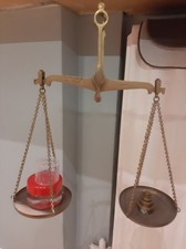 Antique Vintage Brass 100g Weighing Scales With Weights