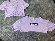 Girls Lilac Crop Tops Age 9-10 140cm 2 pieces