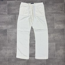 Vintage Linen Trousers Off White Relaxed Fit Summer Holiday Pants