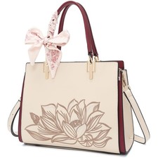 Genuine Leather Handbags for Women Embroidery Designer Purses Elegant Top-Han...