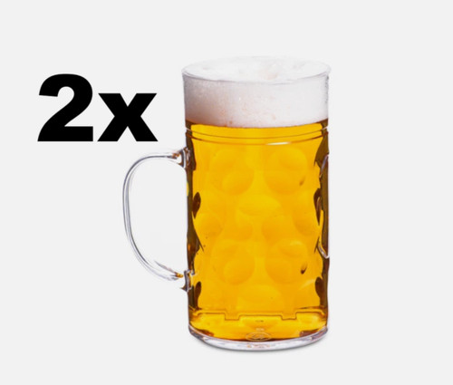 Plastic beer stein pint - 2x,