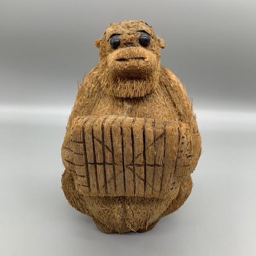 Hand carved coconut monkey - coconut,