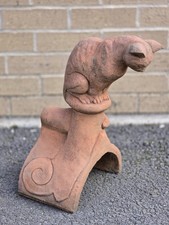 Cat Roof finial half round ridge tile stone ornament Curious Cat Figure statue