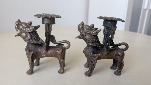 Pair vintage hand cast - of, hand-cast