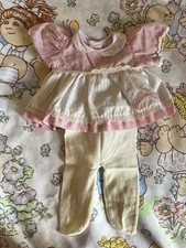 Htf Vintage Cabbage Patch Kids Doll Dress Apron Dress Pink Stripes With Tights