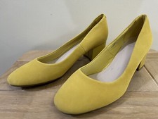 BRAND NEW WOMENS MARKS AND SPENCER M&S YELLOW INSOLIA LEATHER HEELS SHOES UK SIZ