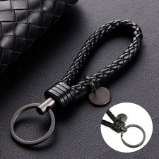 1x Car Keychain Leather Rope Strap Weave Keyring Key Ring Chain Key Fob Gift