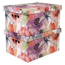 2pc Decorative Storage Boxes Home Office Box Organiser Large - Watercolor Flower