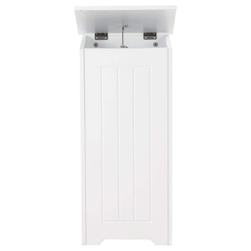 White wooden laundry bin - white,