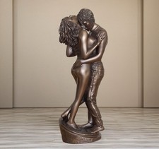 Oliver Tupton Signed Erotic Lovers Hugging Sculpture - Bronze Effect