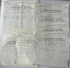 Billheads Receipts Cycle & Motor Cycle Agents - 1930 & 40's P. Holloway, Surrey