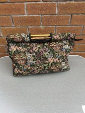 Vintage Tapestry Floral Handbag Knitting Craft Boho Bag Prop