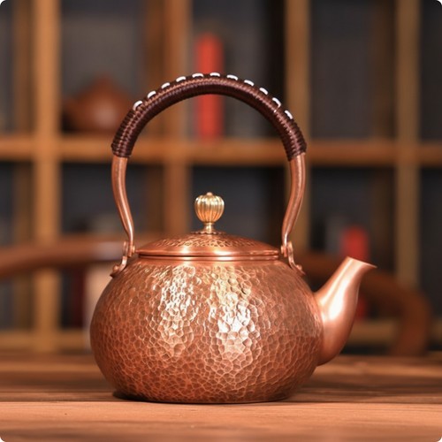 Copper tea kettle engraved - tea,