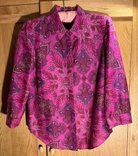 J Crew Shirt Blouse Liberty Pink Purple Paisley Print Cotton 3/4 Sleeves UK12